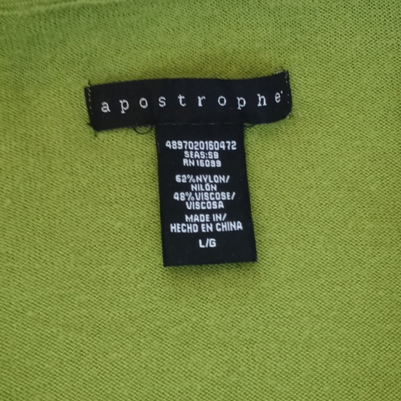 Apostrophe Women's Lime Green Long Sleeve Cardigan Dainty Nylon Blend Sweater L - Picture 2 of 9